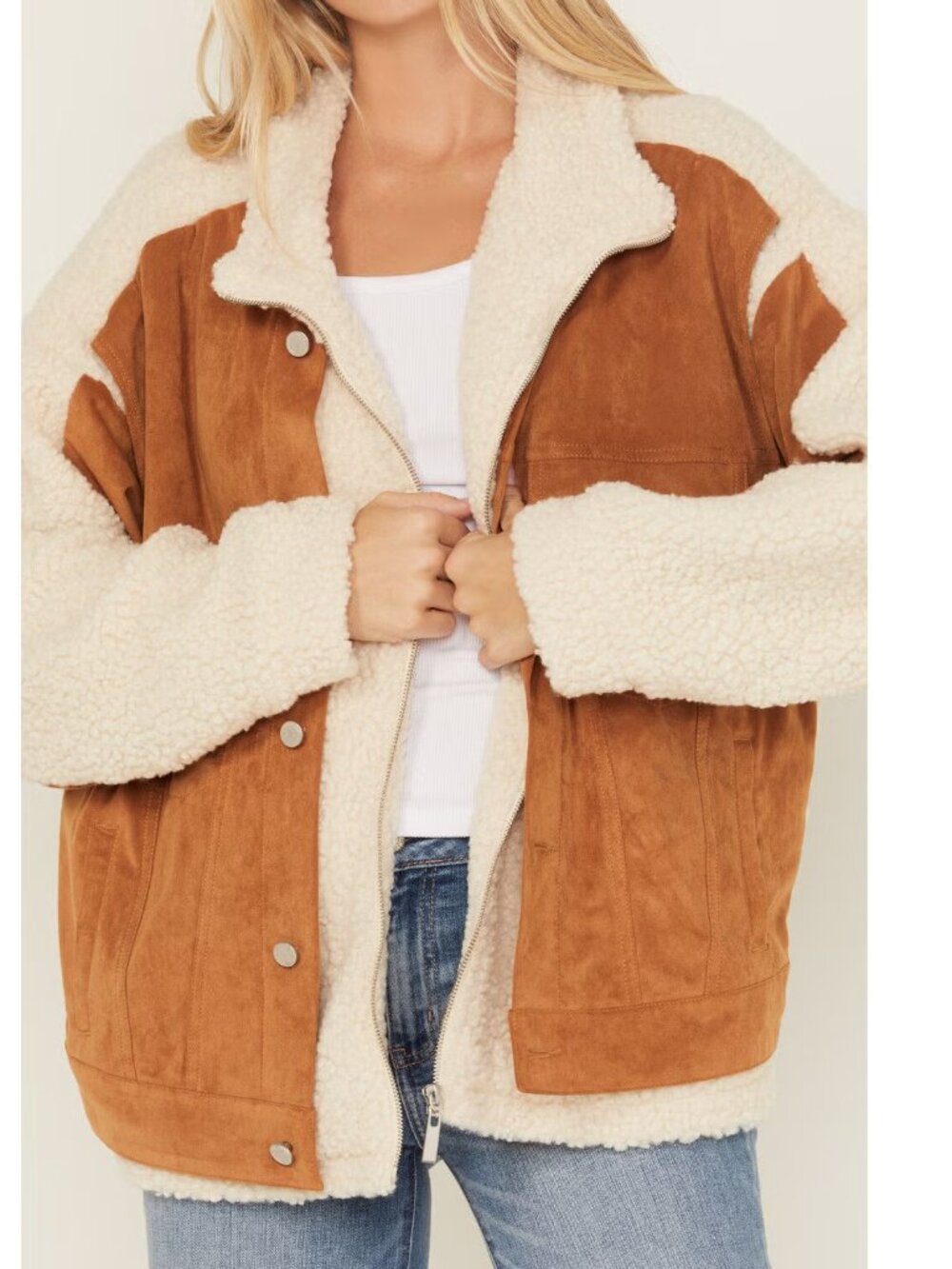 BLANKNYC Women's Two Tone Sherpa Suede Jacket size XS
